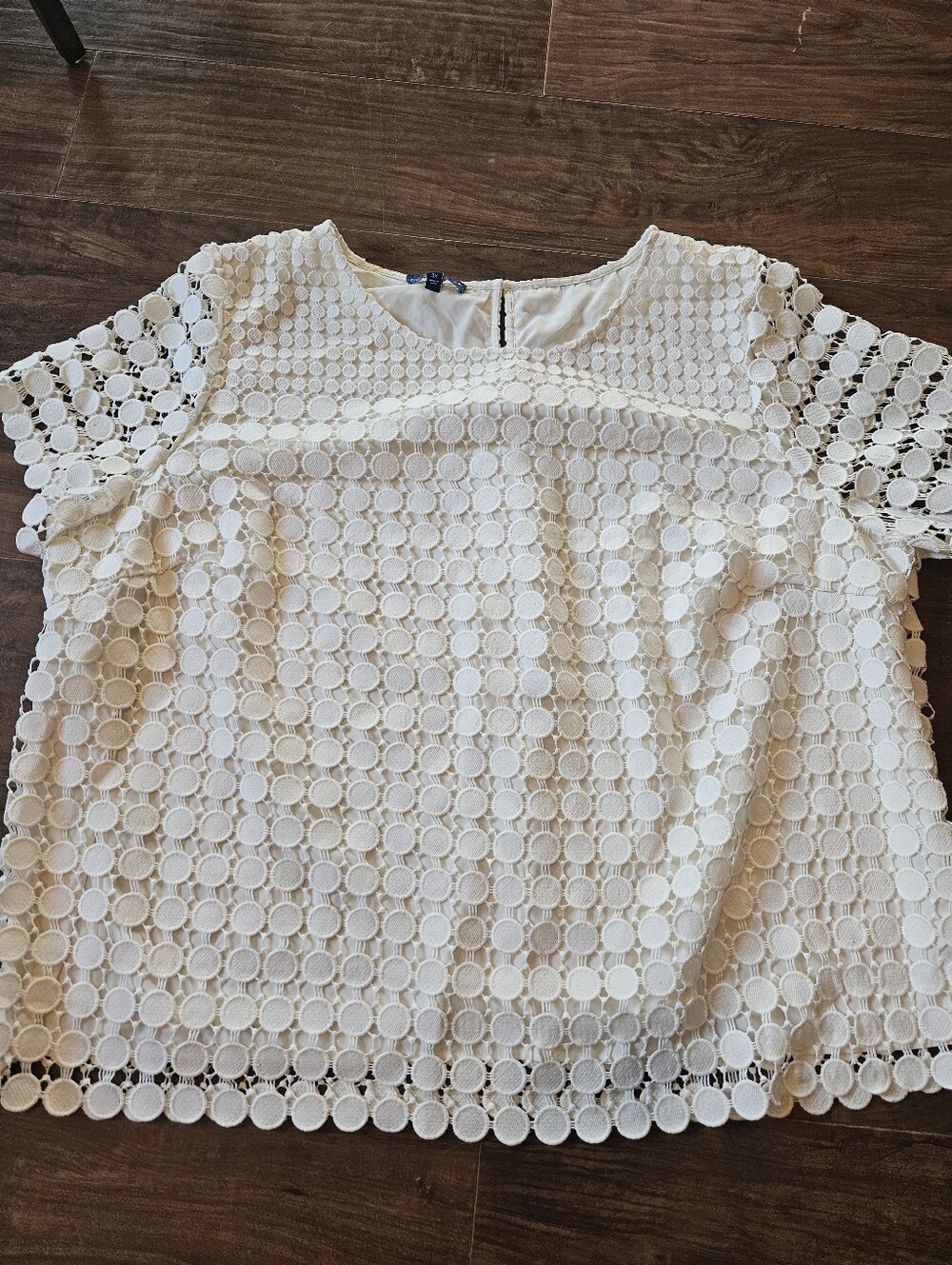 RSVP by Talbots Women’s Plus White Dot Lace Lined Blouse 3X Short Sleeves. #F